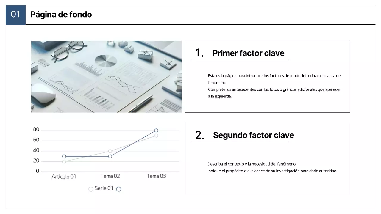 Un sencillo informe de estrategia de mercado en azul marino y gris