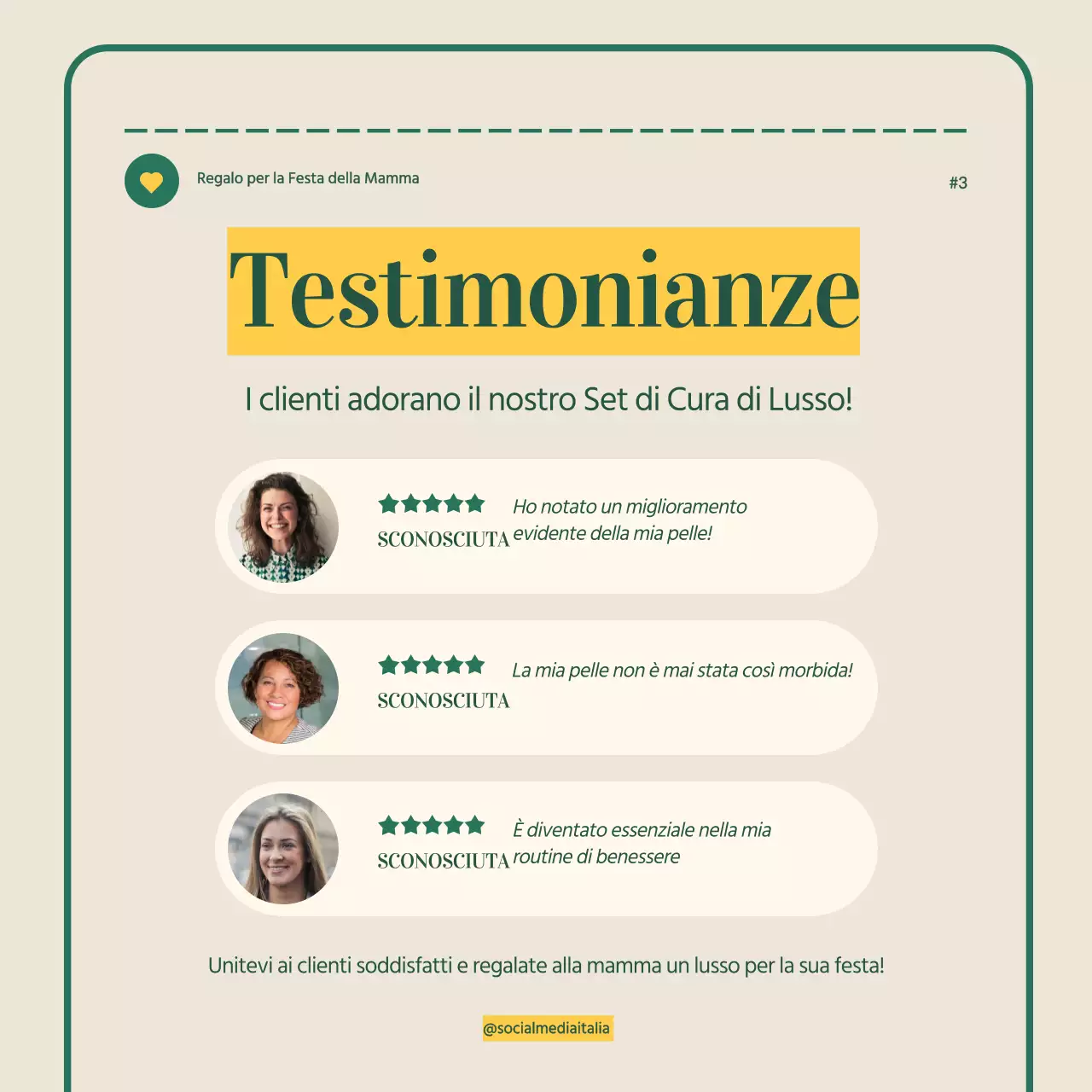 Verde Beige Semplice Moderno Festa della Mamma Annuncio di un regalo Carosello Instagram