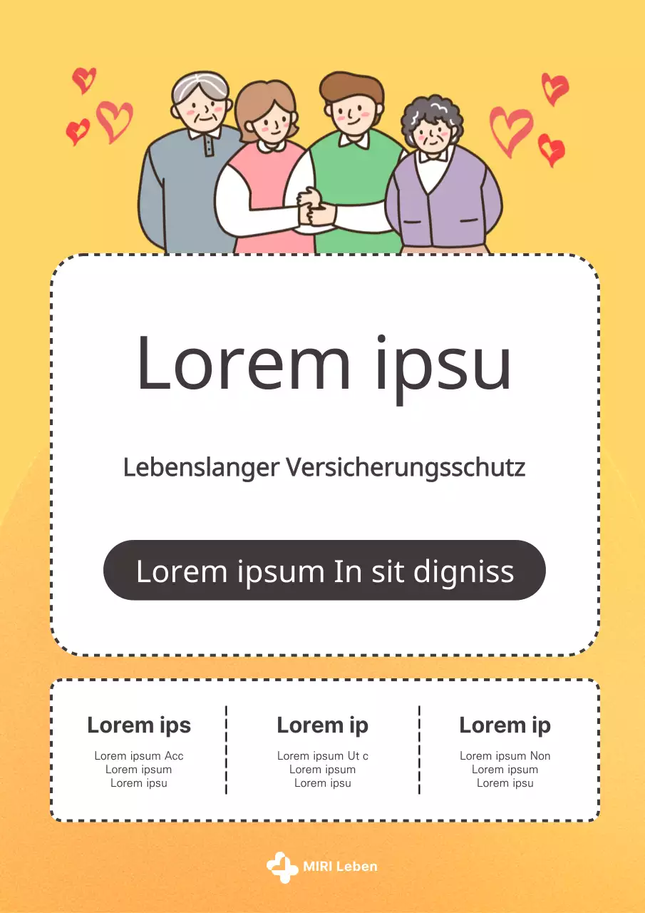 Eine niedliche orange-gelbe Lebensversicherungswerbung