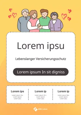 Eine niedliche orange-gelbe Lebensversicherungswerbung