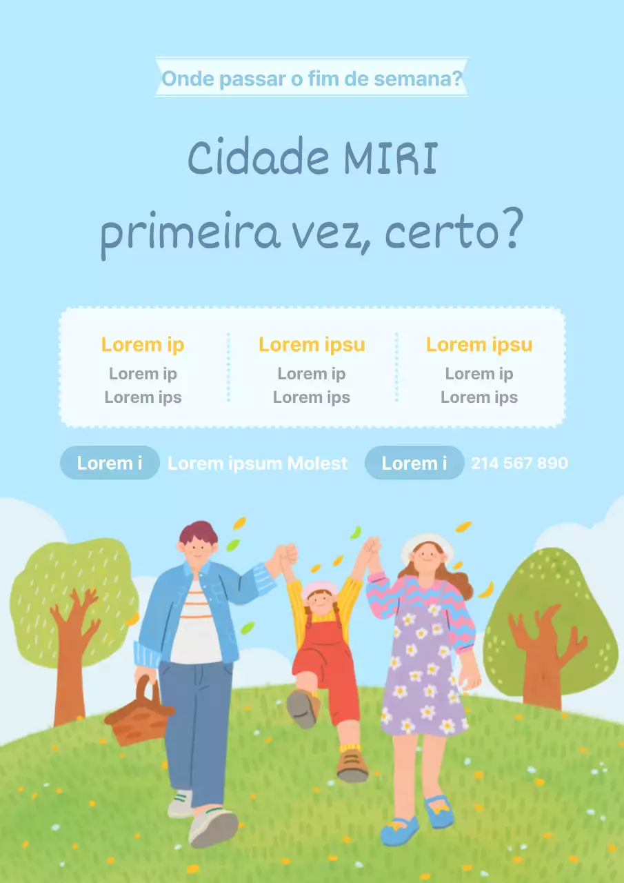 Promover o programa de viagens de um dia azul e verde