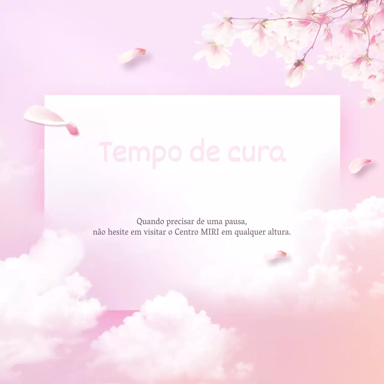 Promover um centro de cura simples em rosa e branco