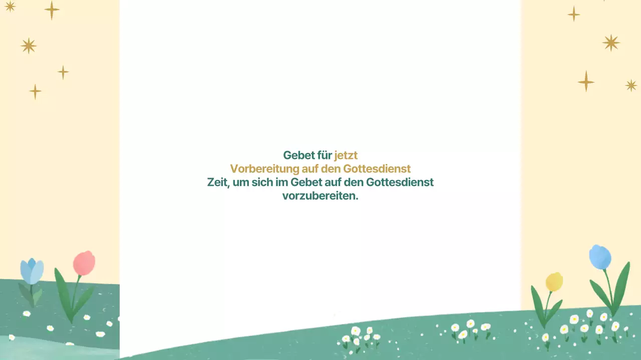 Ein hübscher gelber und grüner Führer zu den Gottesdiensten