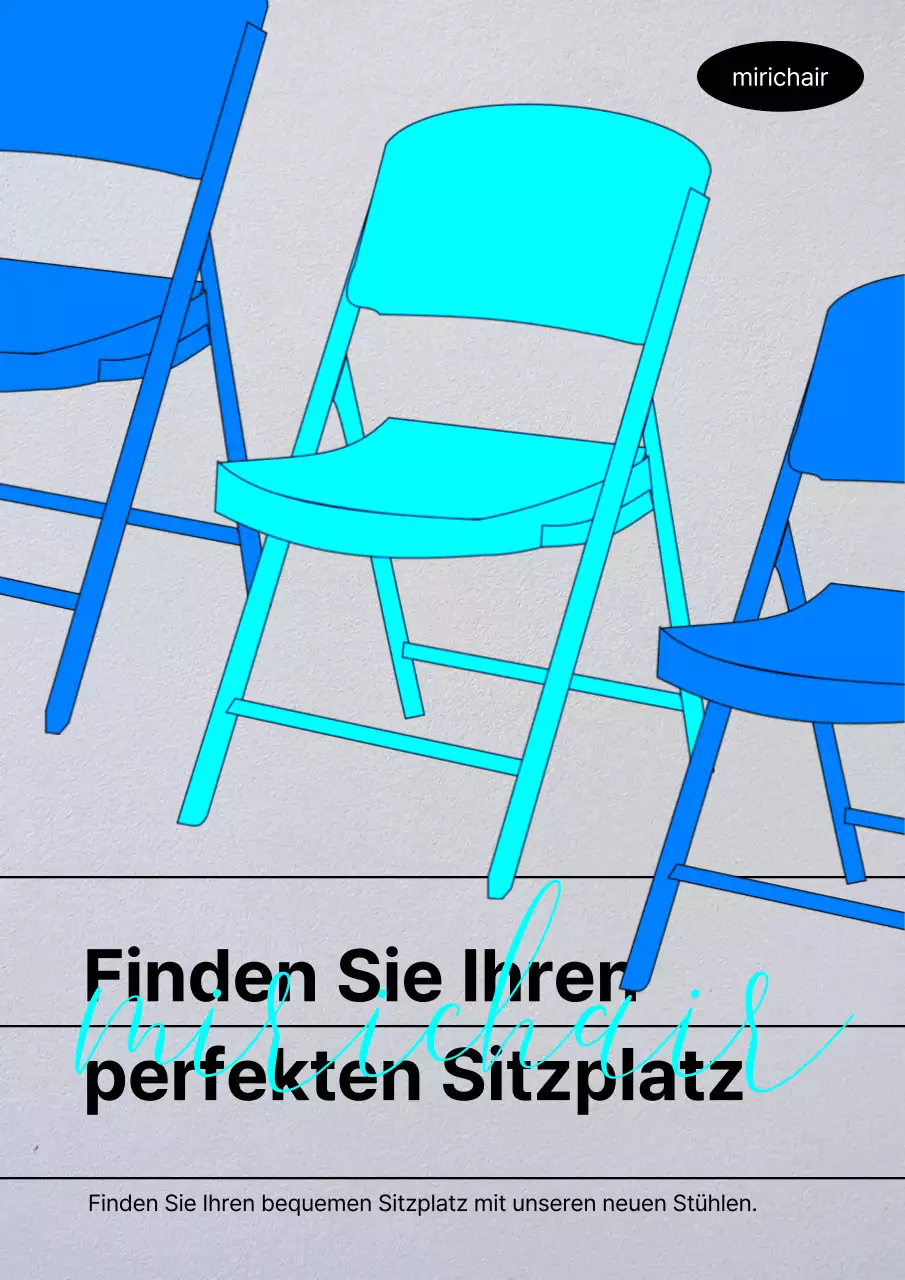 Einfache Inneneinrichtung Möbelhaus Stuhl Werbeplakat in hellblau und grau