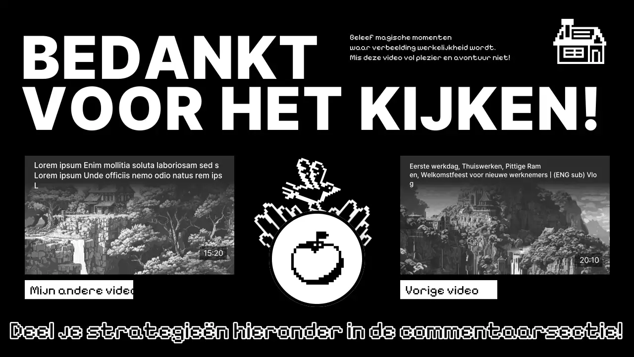 Outro van het moderne gamekanaal in zwart en wit