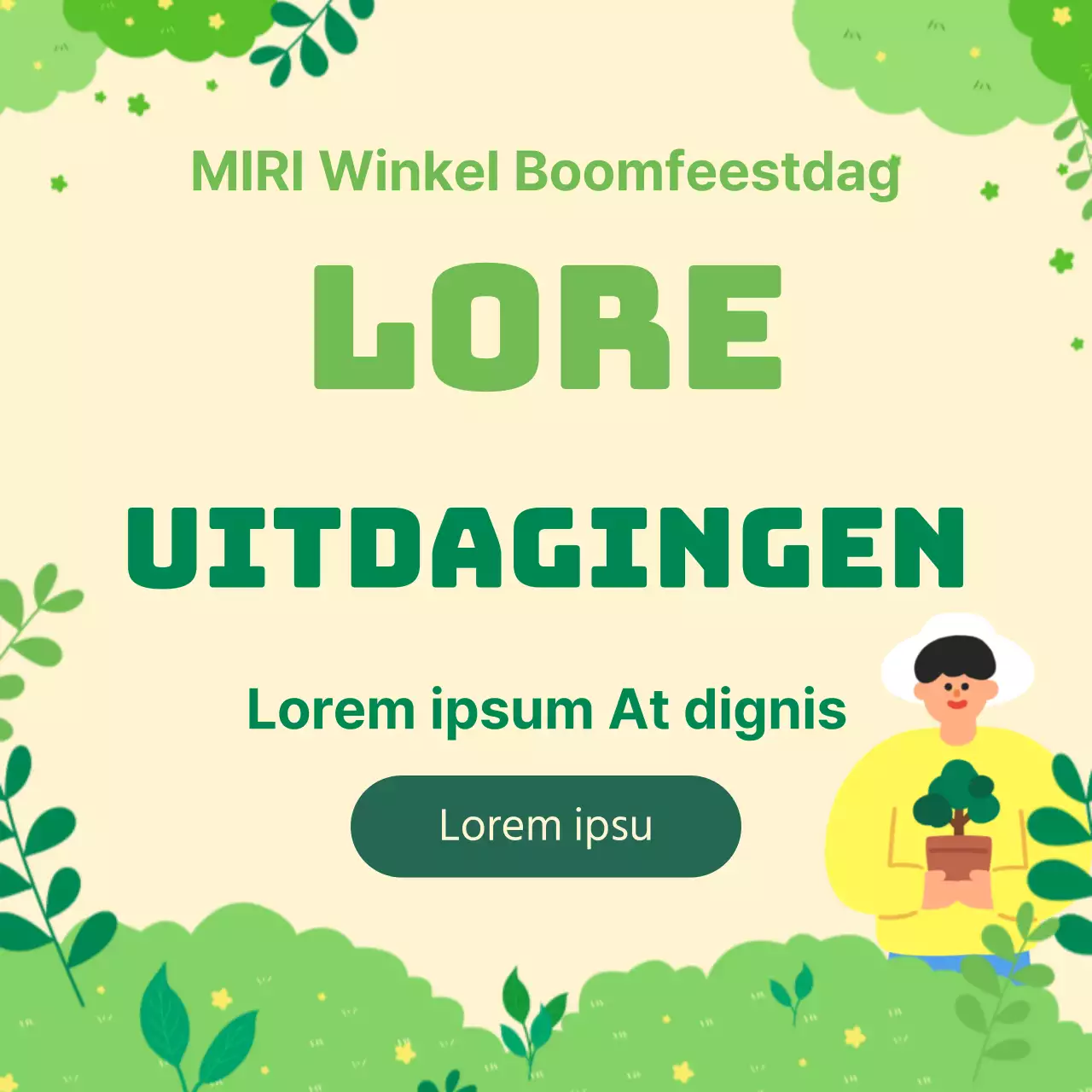 Promoot je Arbor Day-evenement met groene en bruine pop-art