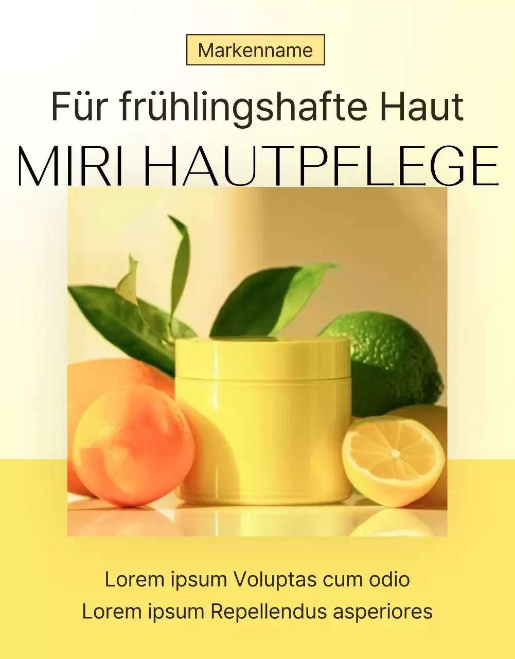 Förderung einfacher Hautpflegekosmetik in Gelb und Orange