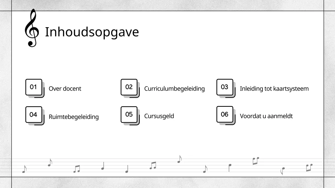 Zwart-wit, moderne prospectus muziekschool
