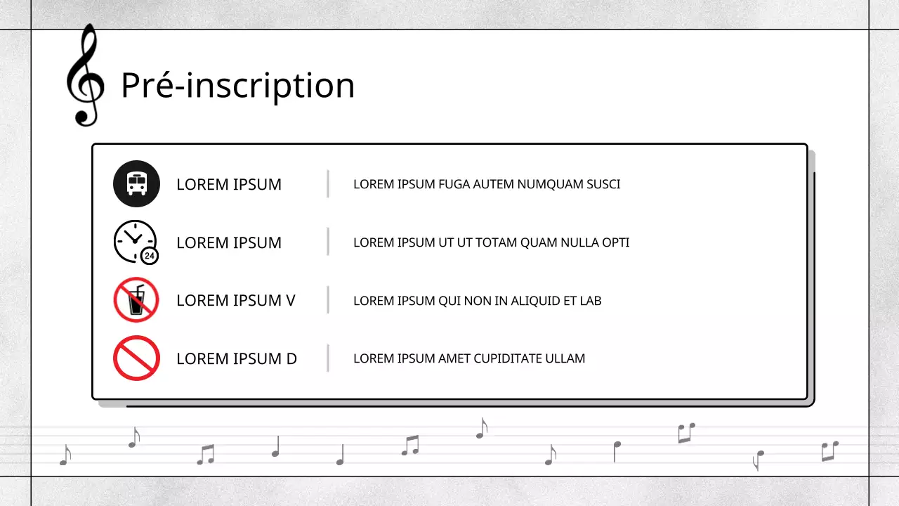 Prospectus d'une école de musique moderne, en noir et blanc
