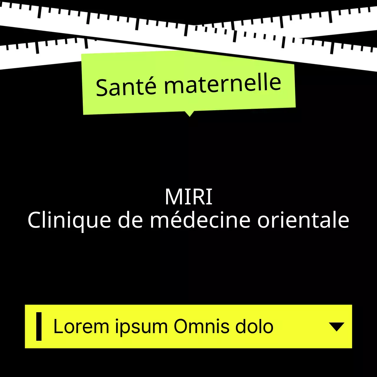 Faites la promotion de votre clinique avec des accents noirs et néons.