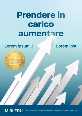 Promuovete la vostra agenzia di ammissione con una freccia blu e un'enfasi sull'ascendente.