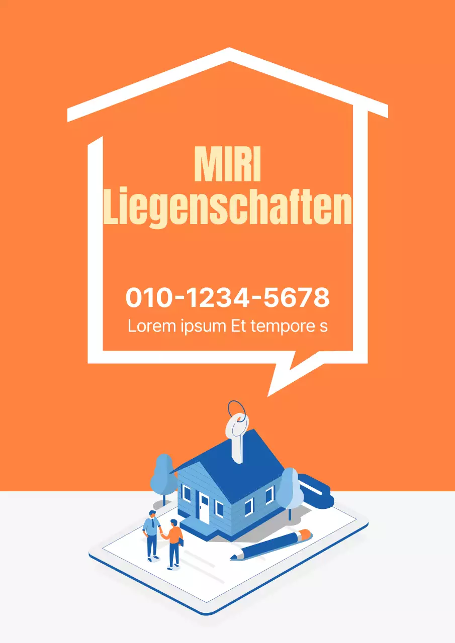 Einfaches Immobilien-Werbeplakat in Orange