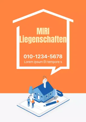Einfaches Immobilien-Werbeplakat in Orange