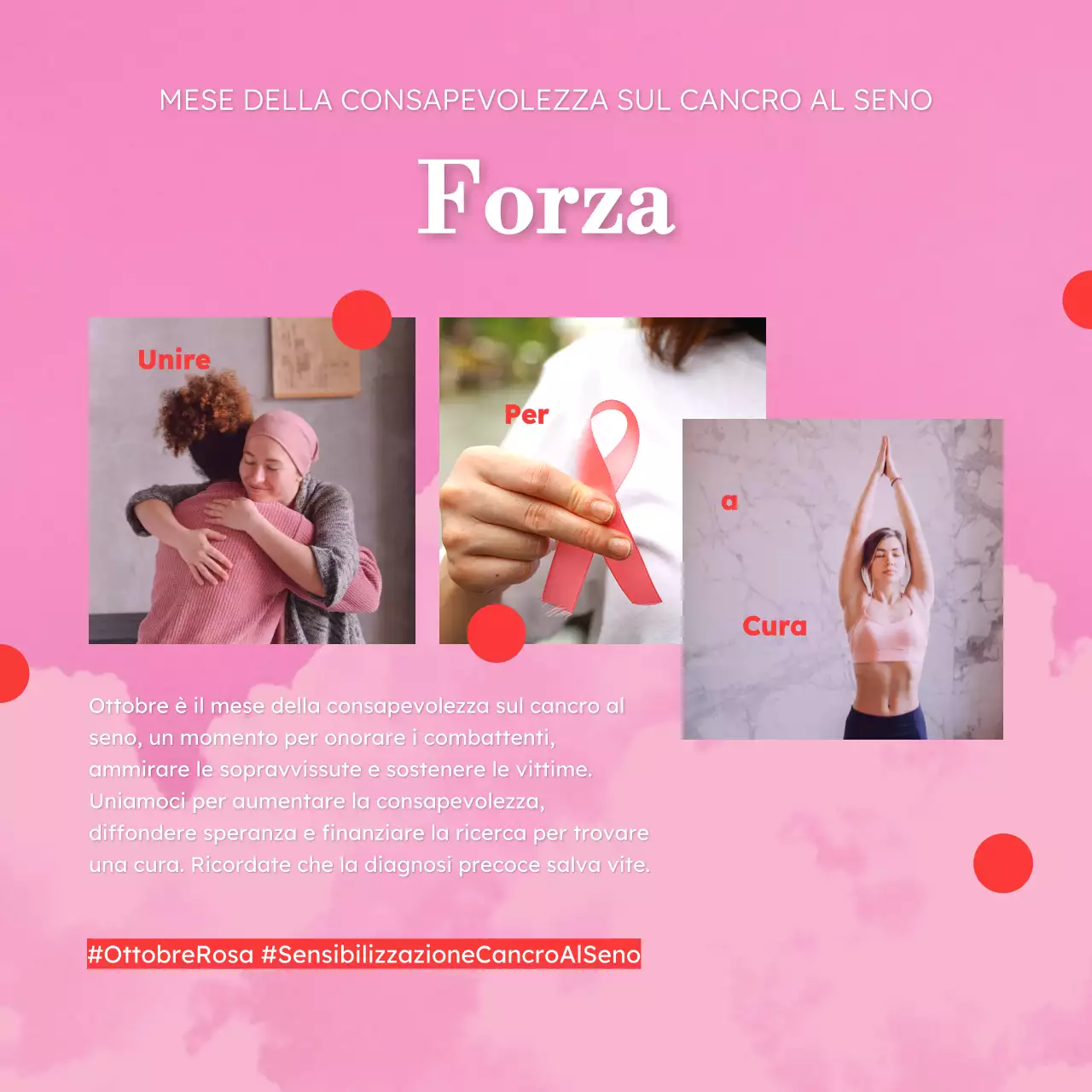 Campagna rosa e rossa per il mese della consapevolezza del cancro al seno