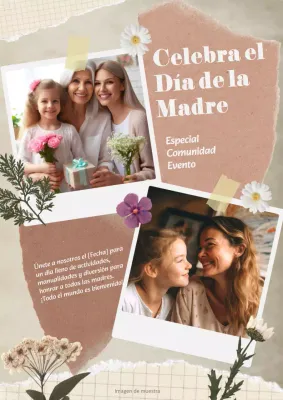 Material promocional vintage en blanco y beige para el Día de la Madre