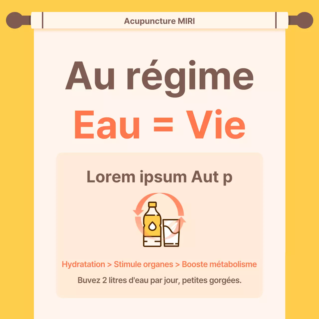 Promotion d'une clinique de médecine chinoise diététique orange et jaune kitsch