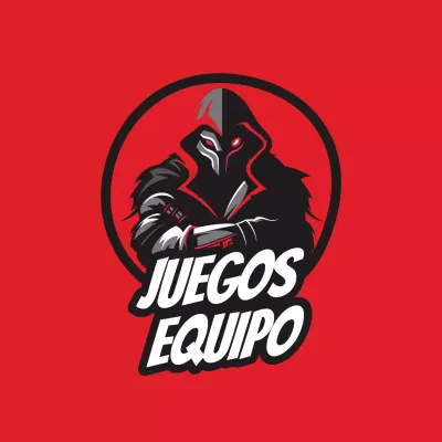 Anuncio rojo y negro del logotipo del equipo de juegos en negrita