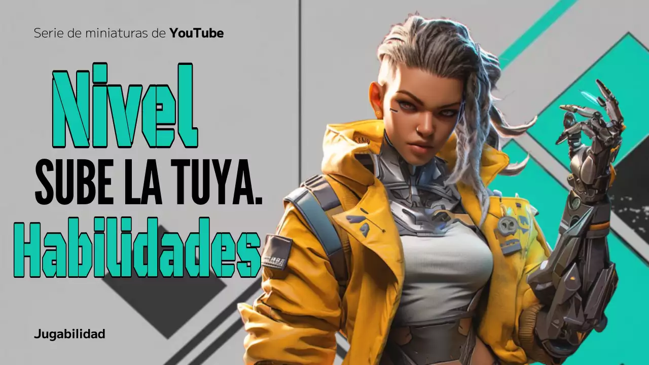 Portada del vídeo tutorial de habilidades ciberpunk en azul y gris