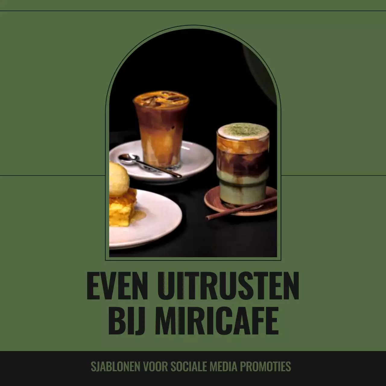 Een eenvoudig café in kaki en grijs Informatie over evenementaankondiging