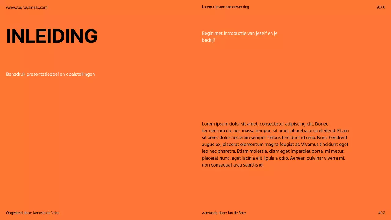 Oranje Modern Minimaal Vet Pitch Deck Voorstel