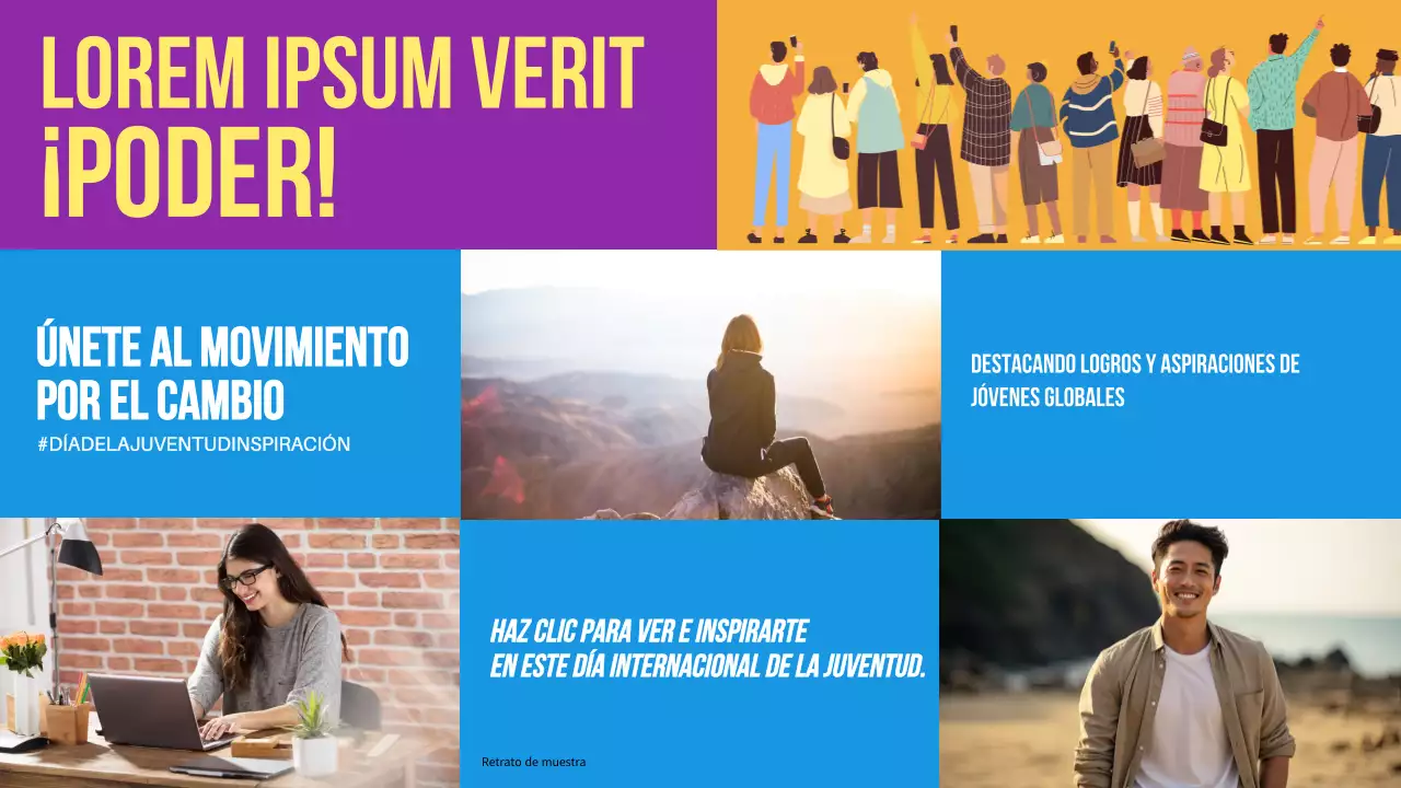 Púrpura y azul Celebración sencilla del Día de la Juventud Introducción