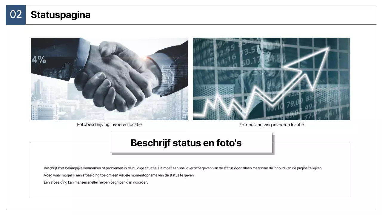 Een eenvoudig marktstrategierapport in marineblauw en grijs