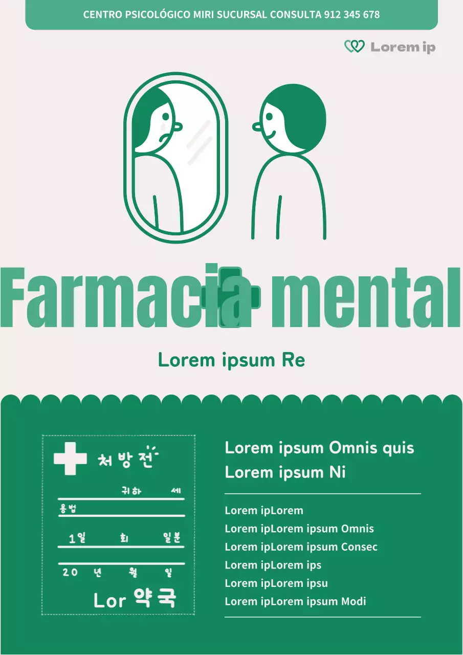 Promoción sencilla de asesoramiento psicológico en verde y marfil