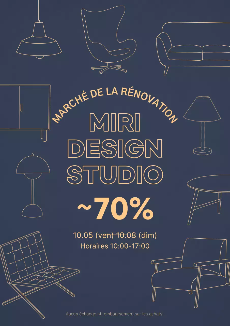 Annonce d'un intérieur minimaliste bleu marine