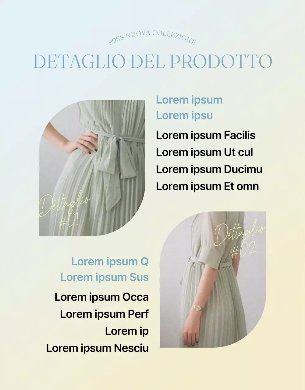 Promuovere un centro commerciale di moda di tendenza in azzurro e giallo