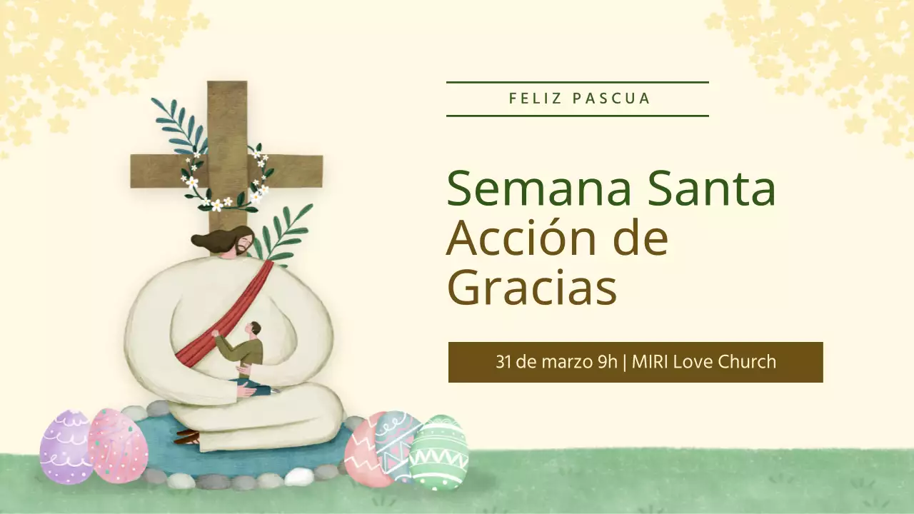 Anuncios de Semana Santa en verde y amarillo