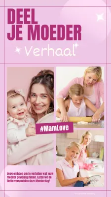 Roze en witte eenvoudige Moederdagviering Publiciteit