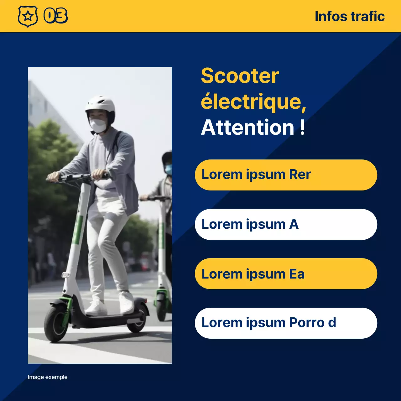 Un simple bulletin d'information sur le poste de police bleu et jaune