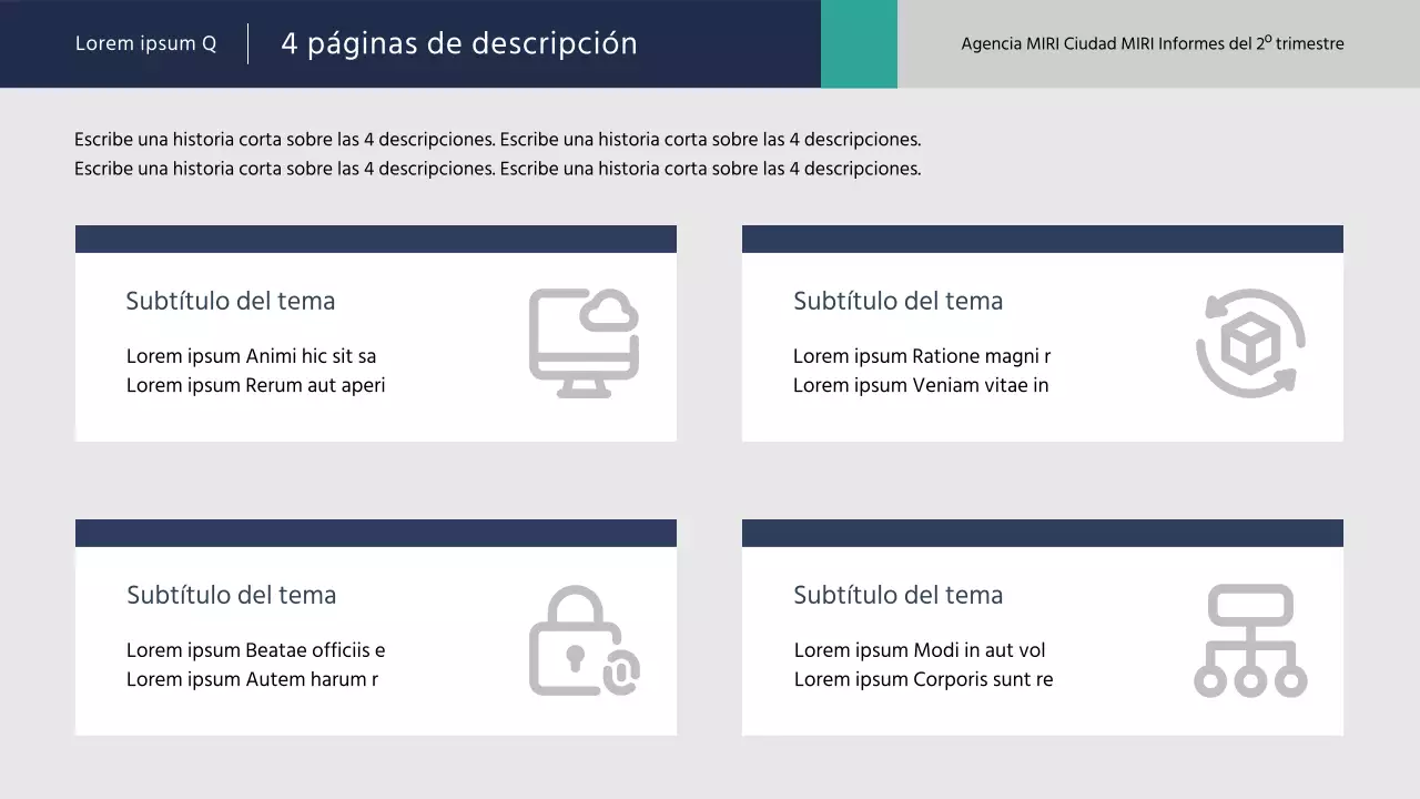 Informes sencillos del sector público en azul y menta