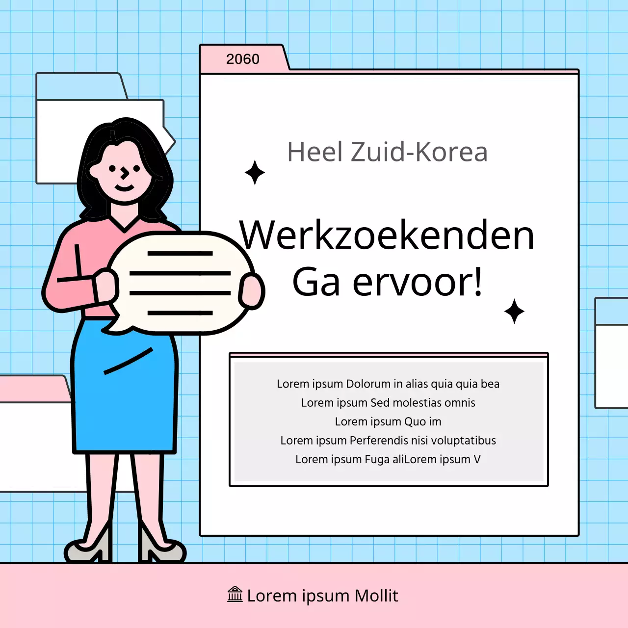 Over eenvoudige interviewstrategieën in lichtblauw en roze