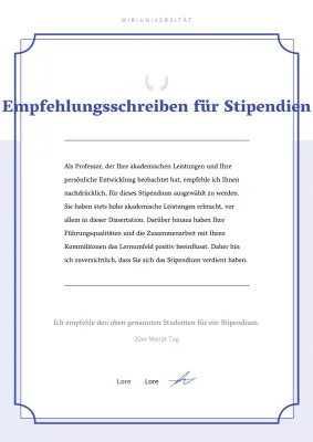 Über das einfache Empfehlungsschreiben der Marine für Stipendien