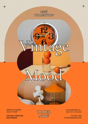 Orange Vintage Furniture Promotion Poster