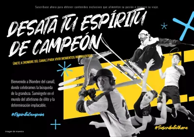 Publicidad de eventos deportivos modernos en azul y blanco