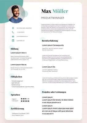 Weiß und Grün Einfacher Produktmanager Lebenslauf