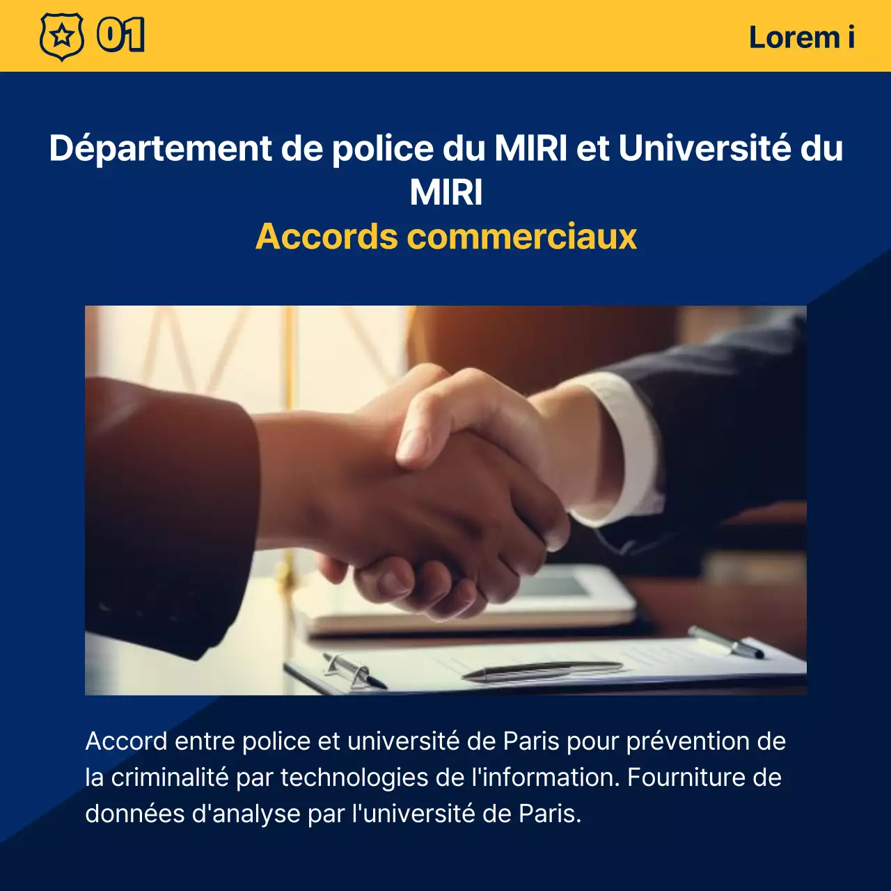 Un simple bulletin d'information sur le poste de police bleu et jaune