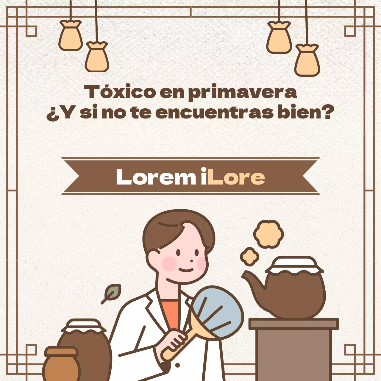 Anuncio marrón de prescripción de fitoterapia oriental para una clínica china.