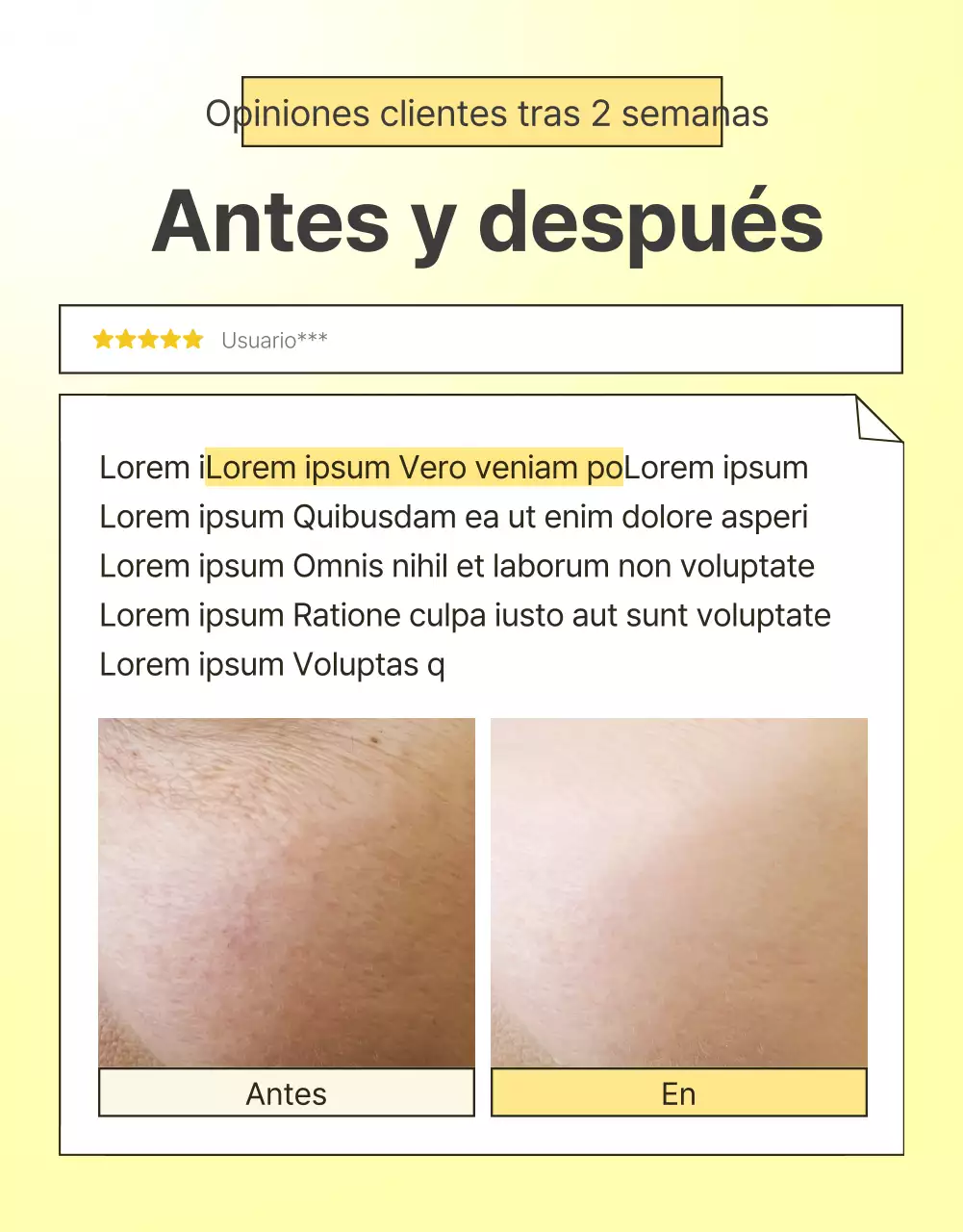 Promover una sencilla página de reseñas de cosméticos amarillos y naranjas para el cuidado de la piel