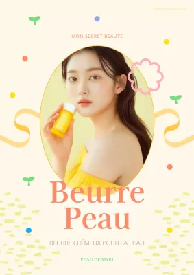 Promouvoir un nouveau produit cosmétique dans une jolie palette de couleurs jaune et rose