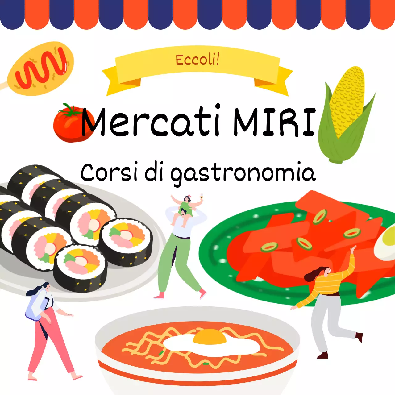 Promuovere un mercato moderno e tradizionale in rosso e blu navy