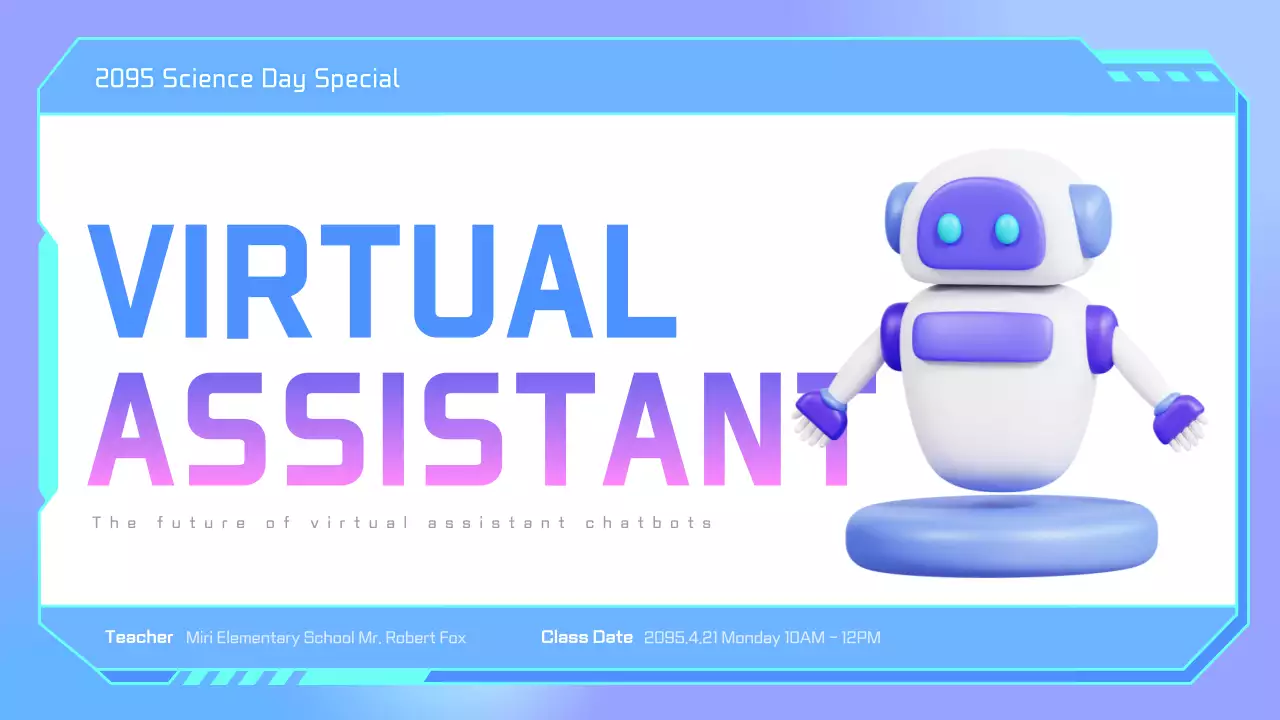 블루 모던 가상 비서 이벤트 프레젠테이션