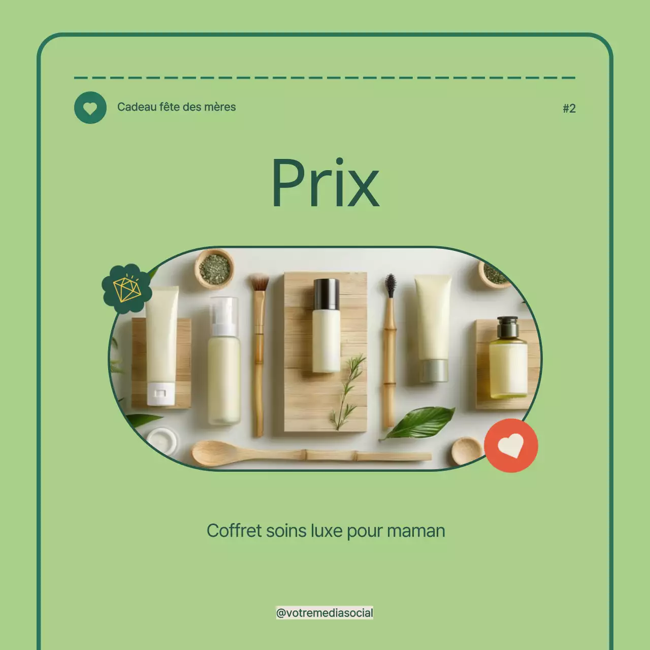 Vert Beige Simple Moderne Fête des mères Giveaway Announcement Instagram Carousel