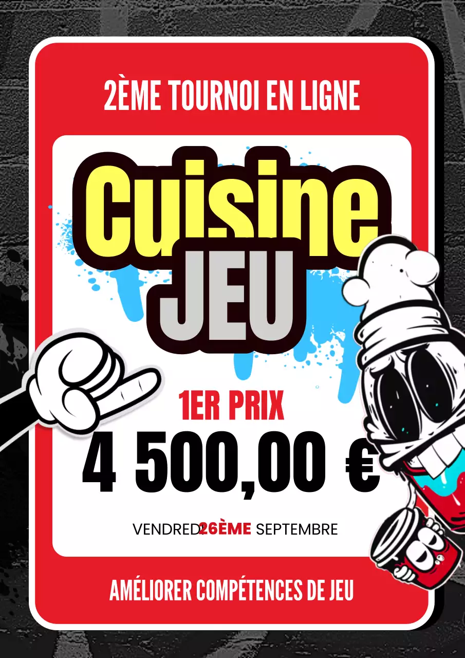 Promouvoir un concours de jeux kitsch en rouge et noir