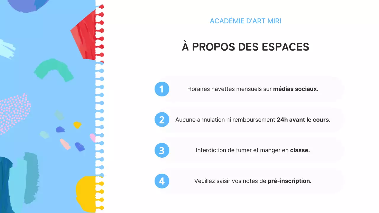 Une introduction bleu clair et rose à une belle école d'art
