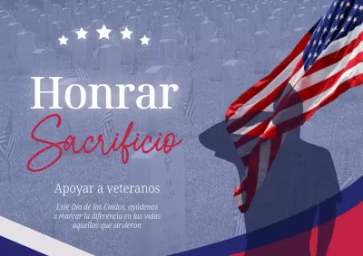 Publicidad de la celebración moderna del Día de los Caídos en Azul y Rojo