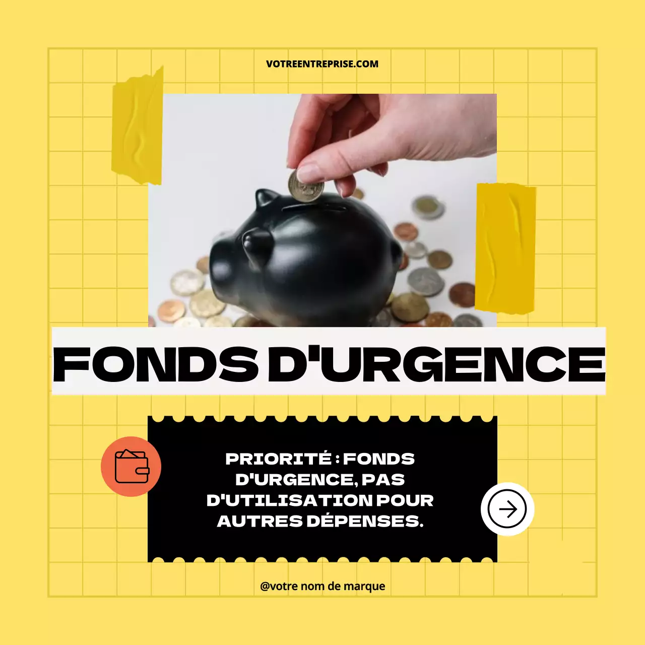 Jaune Noir Géométrique Pop Conseils pour améliorer votre plan d'épargne Carrousel Instagram