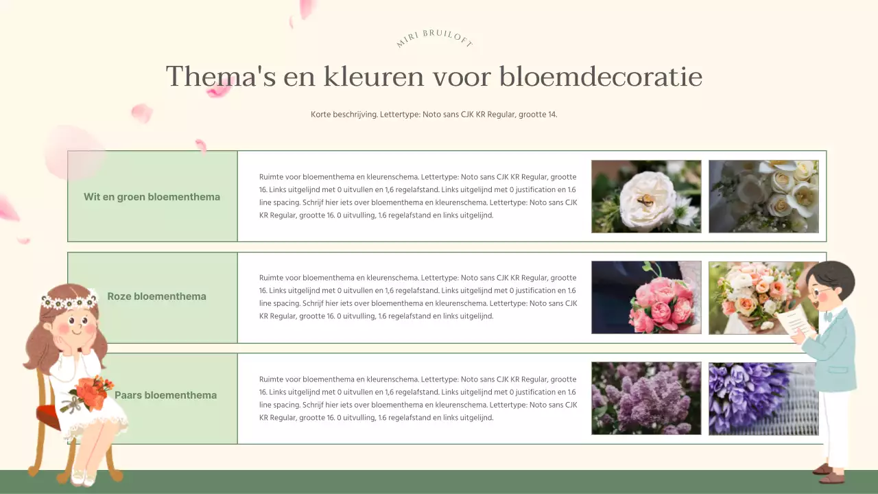 Mooi marketingplan voor weddingplanner in groen en ivoor